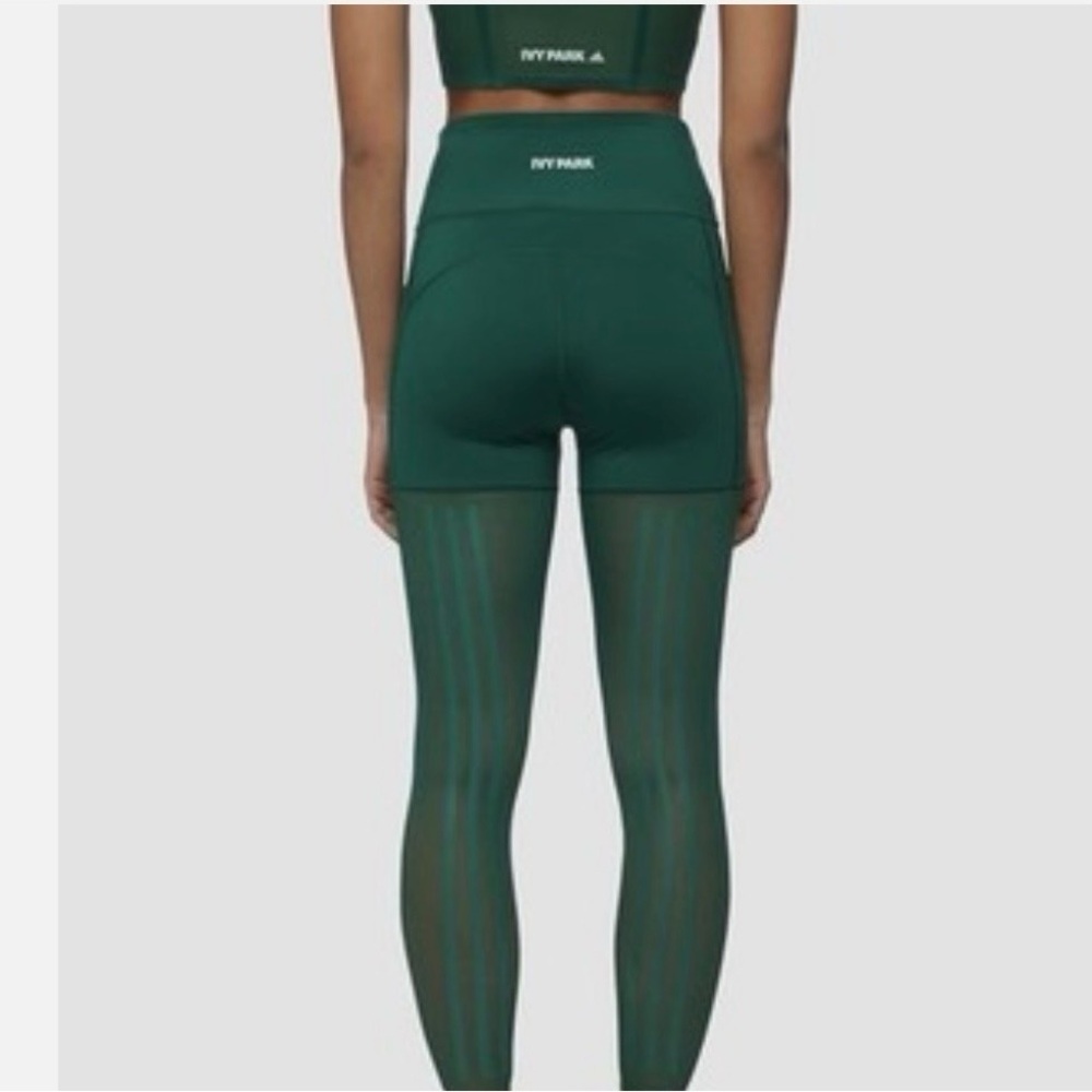 IVY PARK Forest Green High-Waist Leggings. Sheer with pockets.
